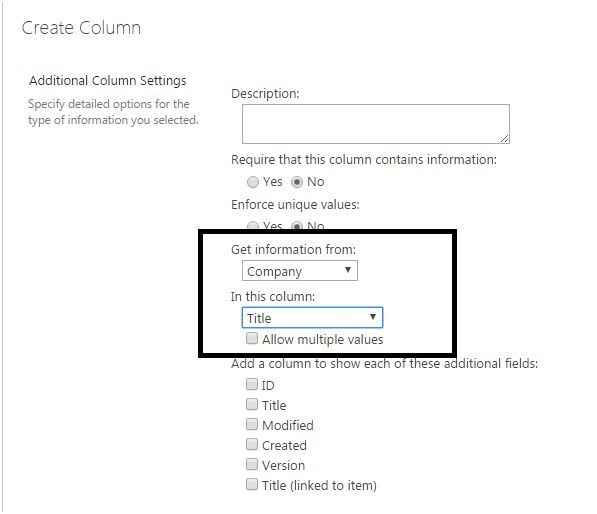 configuring the lookup